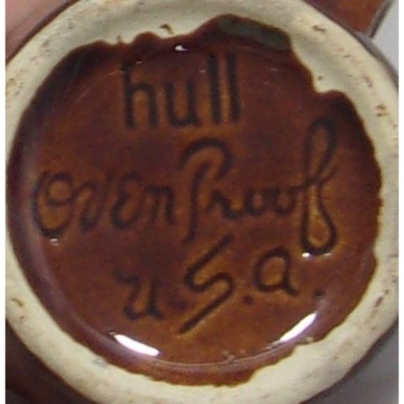 Vintage Hull Oven Proof U.S.A. Brown/Cream Pottery Sugar & Creamer 4" - Picture 8 of 10